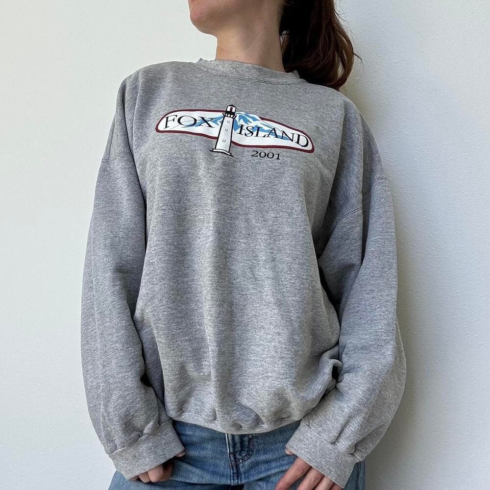 Vintage fox island grey crewneck
